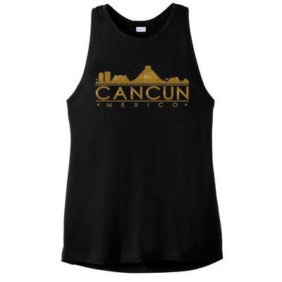 Cancun Limited Edition Gold Glitz Ladies PosiCharge Tri-Blend Wicking Tank