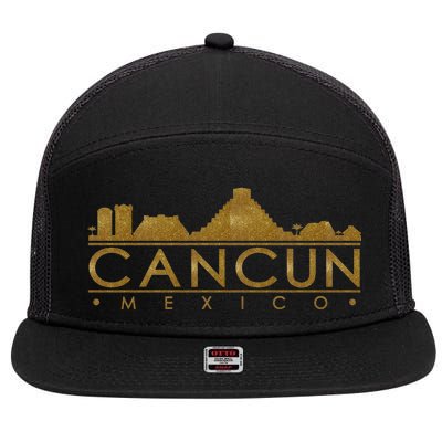 Cancun Limited Edition Gold Glitz 7 Panel Mesh Trucker Snapback Hat