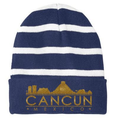 Cancun Limited Edition Gold Glitz Striped Beanie with Solid Band