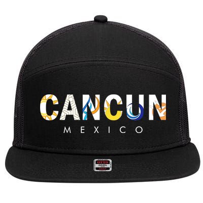 Cancun Mexico 7 Panel Mesh Trucker Snapback Hat
