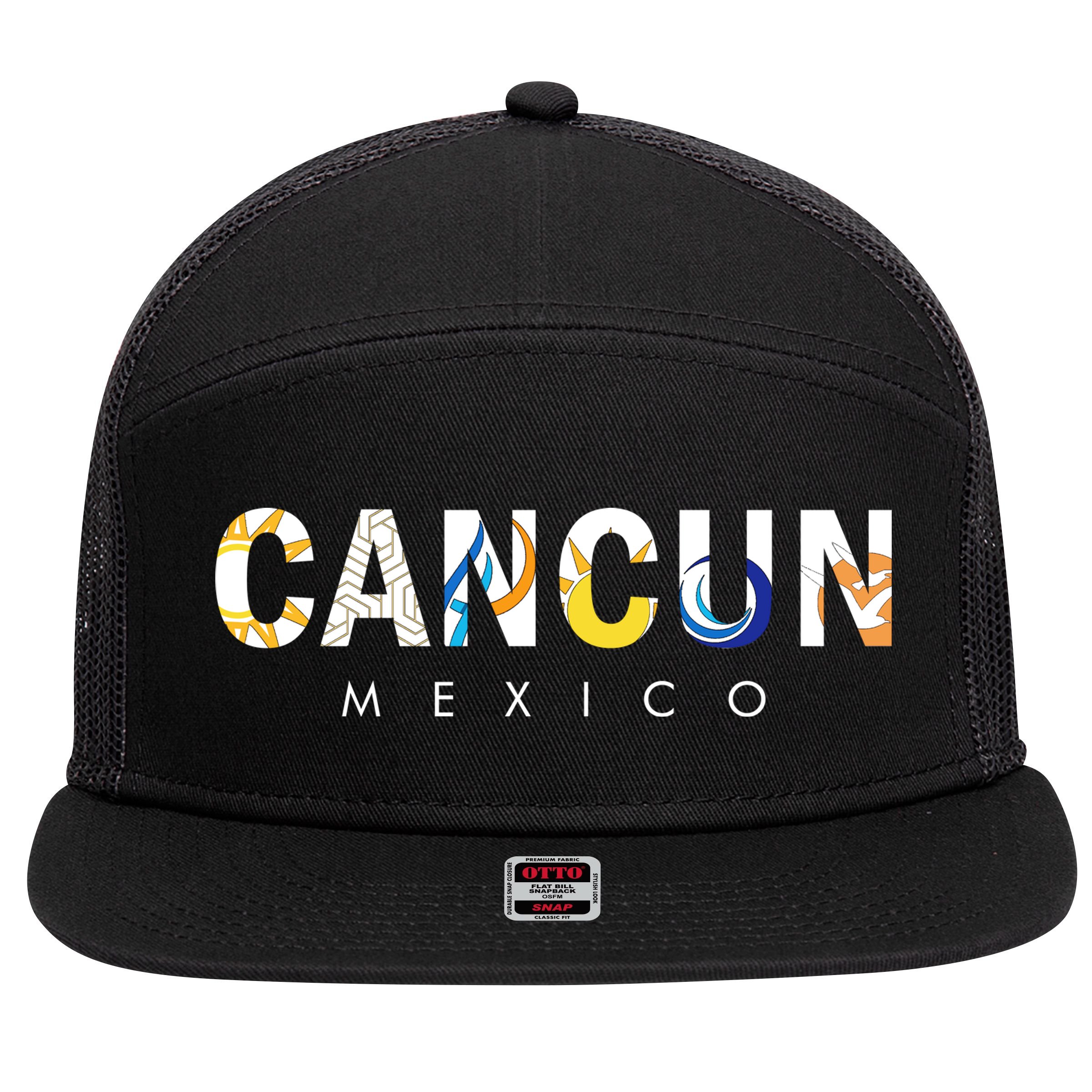 Cancun Mexico 7 Panel Mesh Trucker Snapback Hat