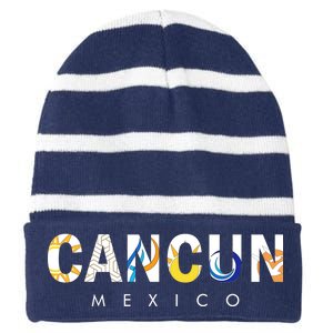 Cancun Mexico Striped Beanie with Solid Band