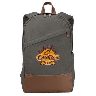 Cancun Mexico Vintage Cotton Canvas Backpack