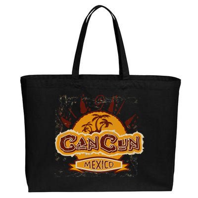 Cancun Mexico Vintage Cotton Canvas Jumbo Tote