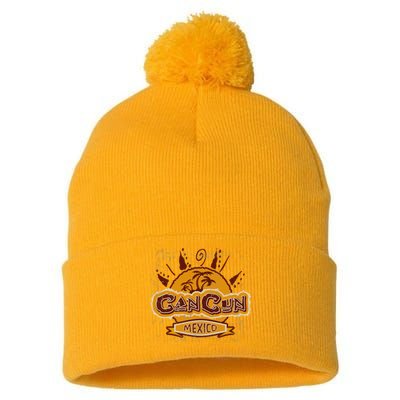 Cancun Mexico Vintage Pom Pom 12in Knit Beanie