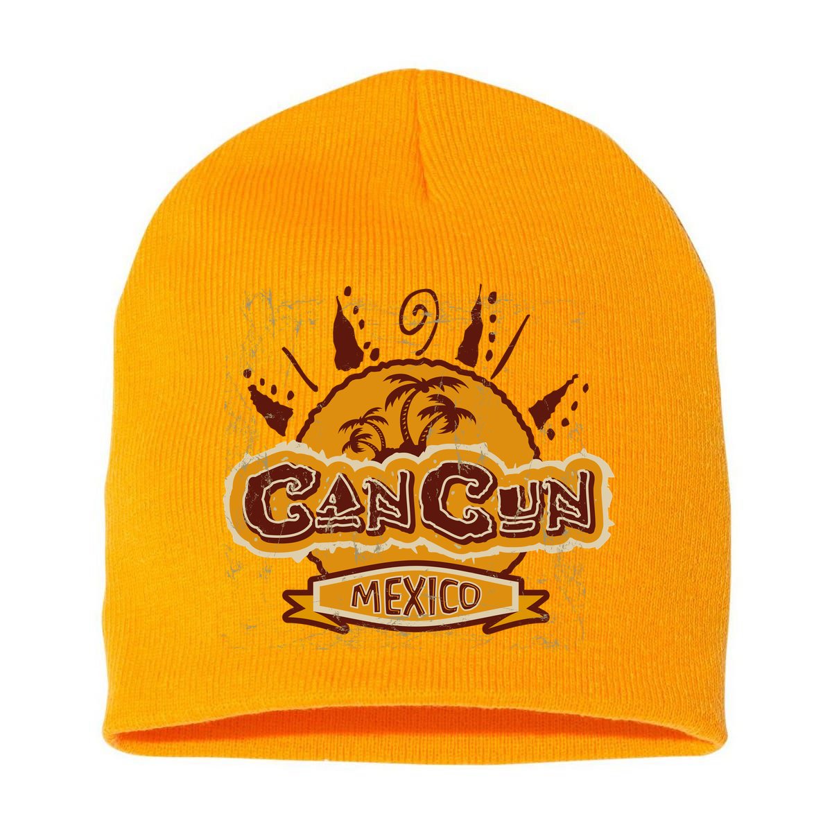 Cancun Mexico Vintage Short Acrylic Beanie