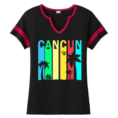 Cancun Retro Logo Ladies Halftime Notch Neck Tee