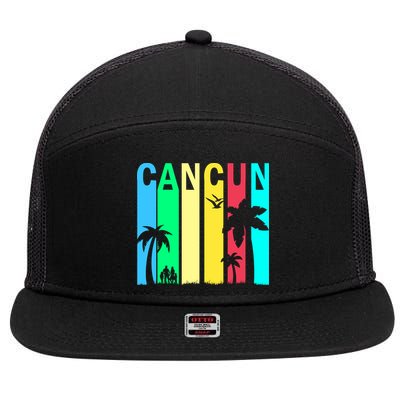 Cancun Retro Logo 7 Panel Mesh Trucker Snapback Hat