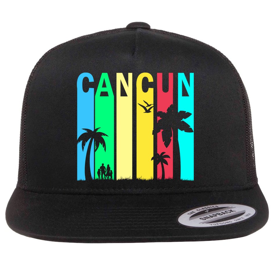 Cancun Retro Logo Flat Bill Trucker Hat