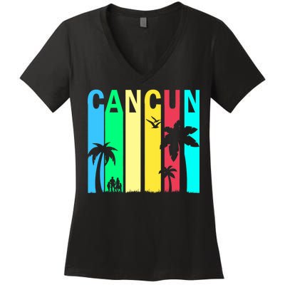 Cancun Retro Logo Women's V-Neck T-Shirt