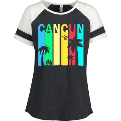 Cancun Retro Logo Enza Ladies Jersey Colorblock Tee