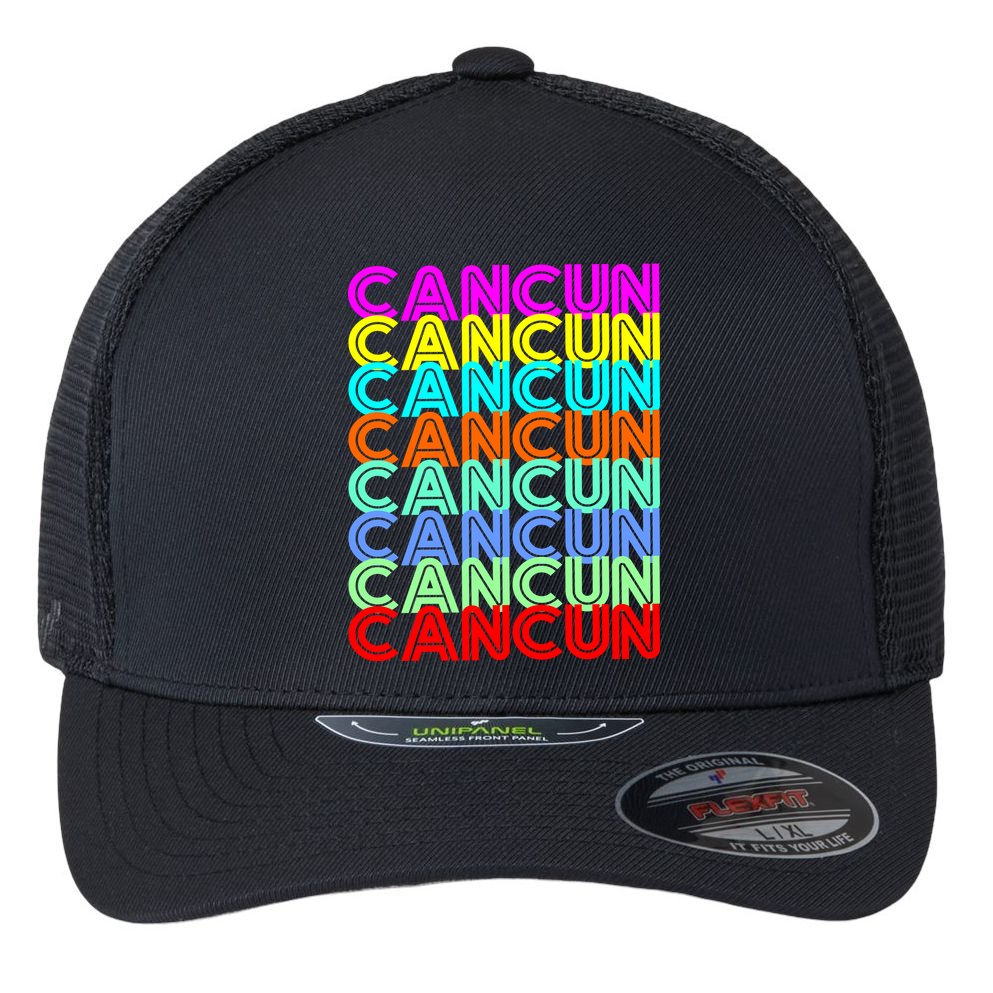 Cancun Retro Techno Flexfit Unipanel Trucker Cap