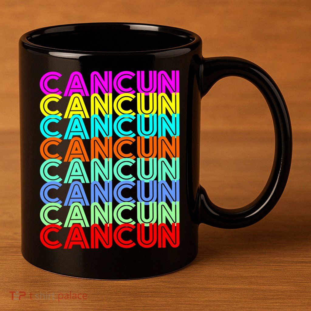 Cancun Retro Techno 11oz C Handle Ceramic Mug