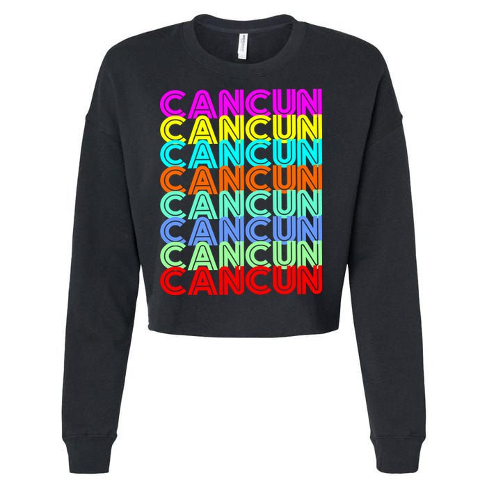 Cancun Retro Techno Cropped Pullover Crew