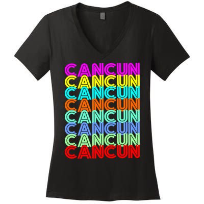 Cancun Retro Techno Women's V-Neck T-Shirt