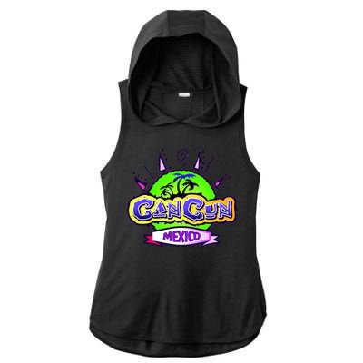 Cancun Tropical Logo Ladies PosiCharge Tri-Blend Wicking Draft Hoodie Tank