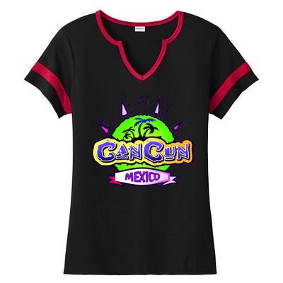 Cancun Tropical Logo Ladies Halftime Notch Neck Tee