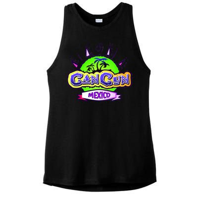 Cancun Tropical Logo Ladies PosiCharge Tri-Blend Wicking Tank