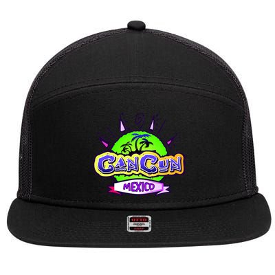 Cancun Tropical Logo 7 Panel Mesh Trucker Snapback Hat