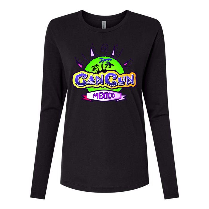 Cancun Tropical Logo Womens Cotton Relaxed Long Sleeve T-Shirt