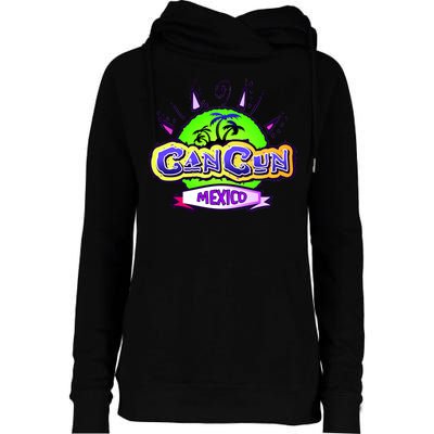 Cancun Tropical Logo Womens Funnel Neck Pullover Hood