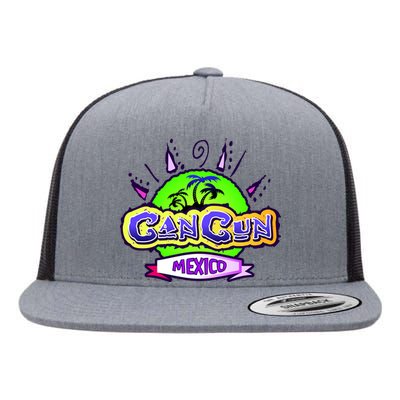 Cancun Tropical Logo Flat Bill Trucker Hat