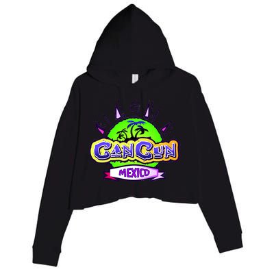 Cancun Tropical Logo Crop Fleece Hoodie