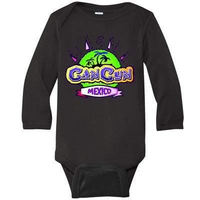 Cancun Tropical Logo Baby Long Sleeve Bodysuit