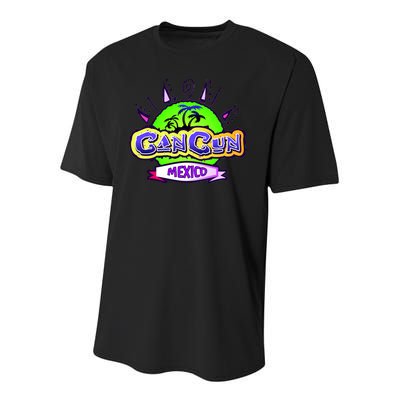 Cancun Tropical Logo Youth Performance Sprint T-Shirt