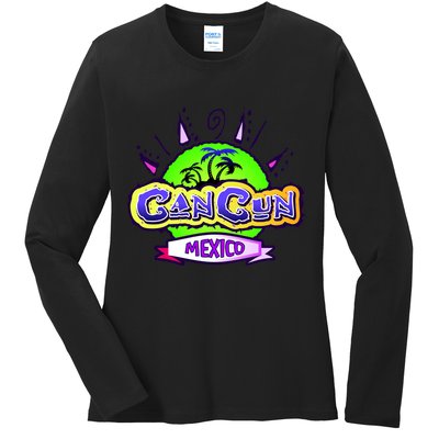 Cancun Tropical Logo Ladies Long Sleeve Shirt