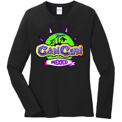 Cancun Tropical Logo Ladies Long Sleeve Shirt