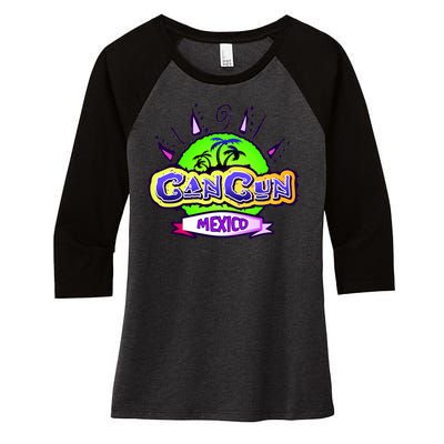 Cancun Tropical Logo Women's Tri-Blend 3/4-Sleeve Raglan Shirt