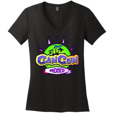 Cancun Tropical Logo Women's V-Neck T-Shirt