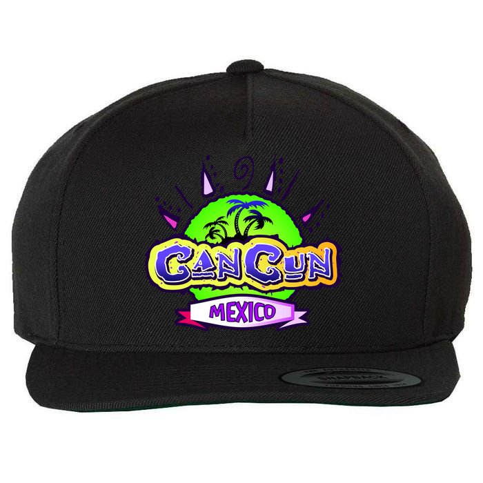 Cancun Tropical Logo Wool Snapback Cap