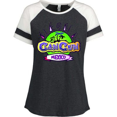 Cancun Tropical Logo Enza Ladies Jersey Colorblock Tee