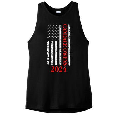 Candace Owens 2024 Distressed US Flag Ladies PosiCharge Tri-Blend Wicking Tank