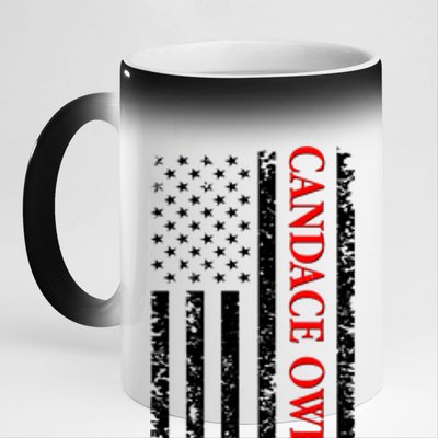 Candace Owens 2024 Distressed US Flag 11oz Black Color Changing Mug