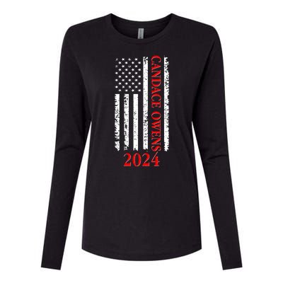 Candace Owens 2024 Distressed US Flag Womens Cotton Relaxed Long Sleeve T-Shirt