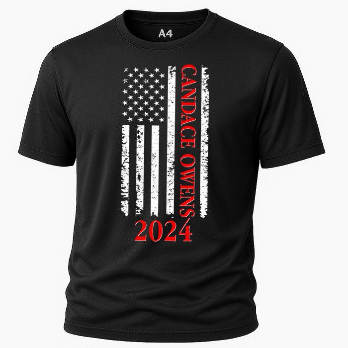 Candace Owens 2024 Distressed US Flag Cooling Performance Crew T-Shirt
