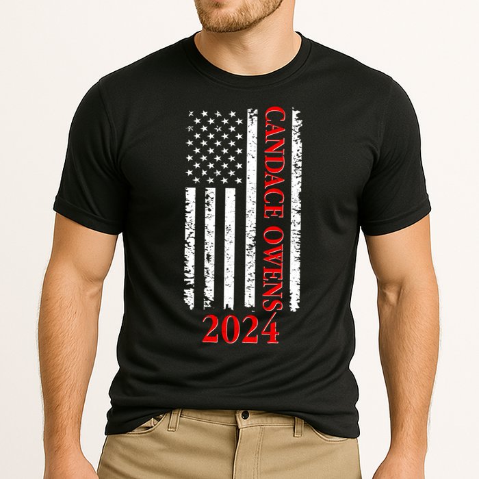 Candace Owens 2024 Distressed US Flag Cooling Performance Crew T-Shirt