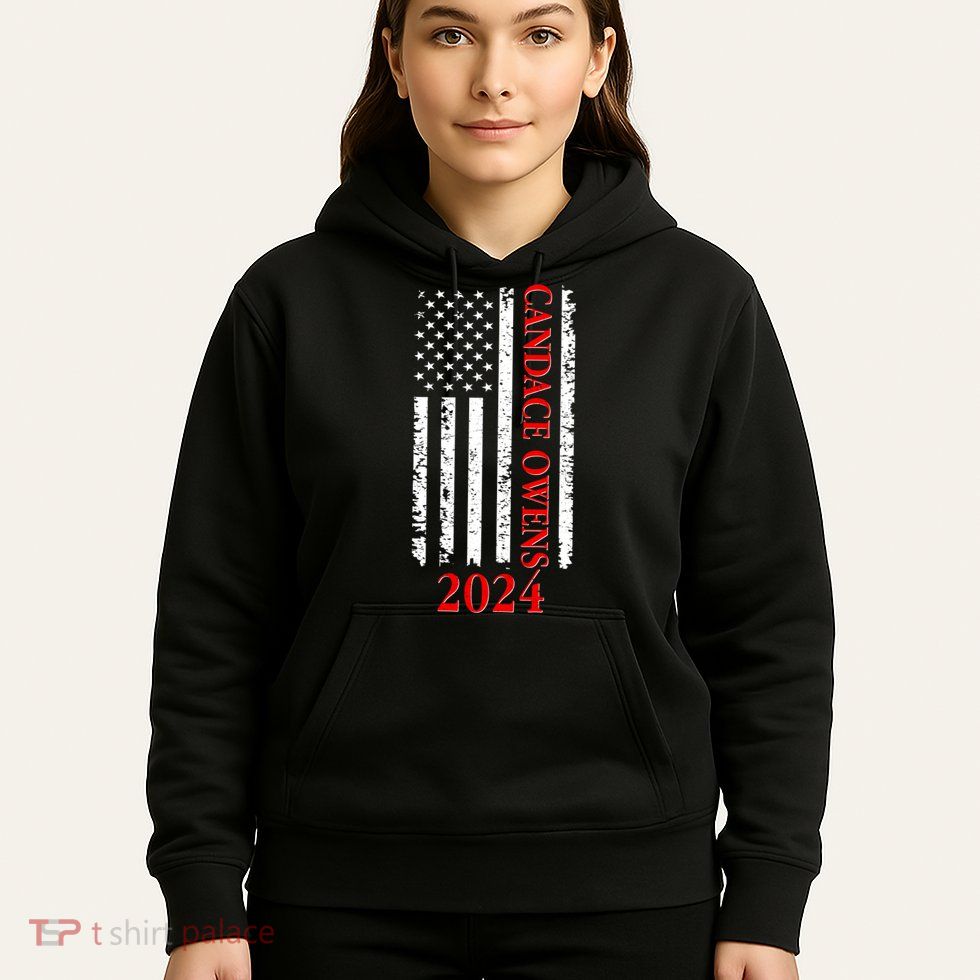 Candace Owens 2024 Distressed US Flag Hoodie
