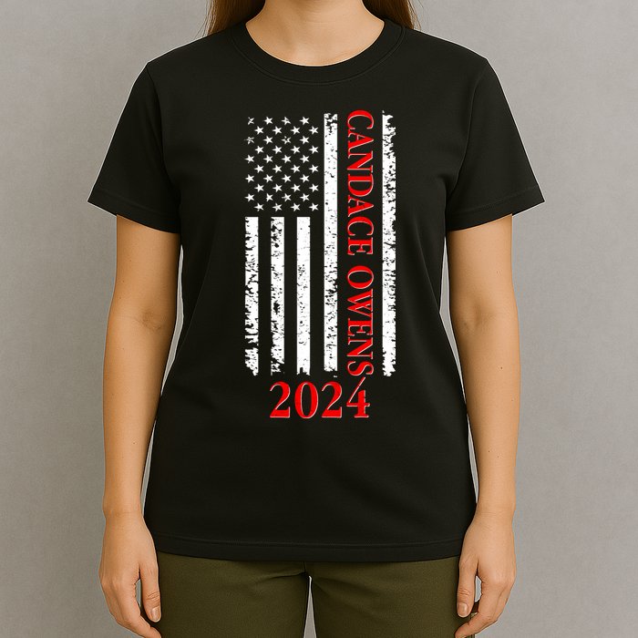 Candace Owens 2024 Distressed US Flag T-Shirt
