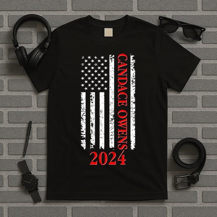 Candace Owens 2024 Distressed US Flag T-Shirt