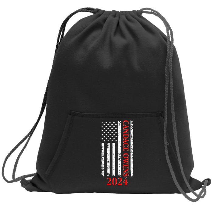 Candace Owens 2024 Distressed US Flag Sweatshirt Cinch Pack Bag