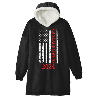 Candace Owens 2024 Distressed US Flag Hooded Wearable Blanket