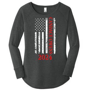 Candace Owens 2024 Distressed US Flag Women's Perfect Tri Tunic Long Sleeve Shirt