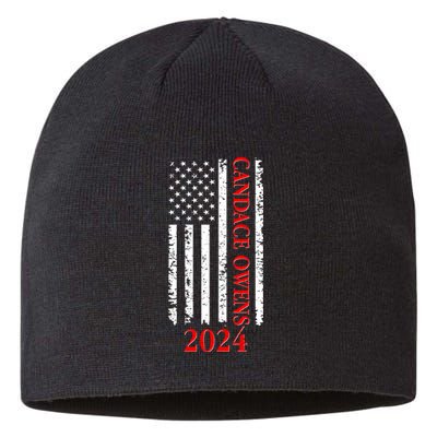 Candace Owens 2024 Distressed US Flag Sustainable Beanie