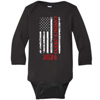 Candace Owens 2024 Distressed US Flag Baby Long Sleeve Bodysuit