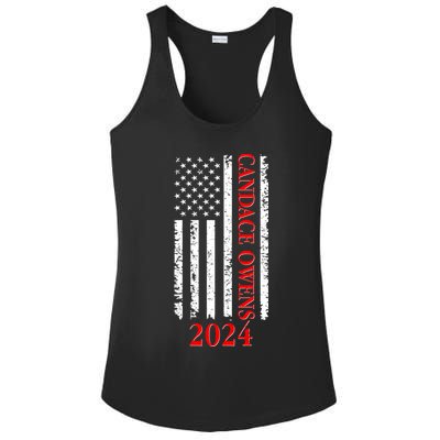 Candace Owens 2024 Distressed US Flag Ladies PosiCharge Competitor Racerback Tank