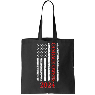 Candace Owens 2024 Distressed US Flag Tote Bag